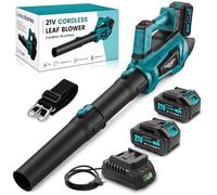Dhapy Soffiatore a Batteria 21 V con 2 Batterie da 4,5 Ah | Motore Brushless da 600 W, 5 Livelli di Potenza + Turbo, con Caricabatterie e Tubo di Prolunga per Giardino, Terrazza