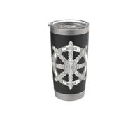 Dharma Chakra Ruota della Legge Dharmachakra Bicchiere termico in acciaio inox doppia parete