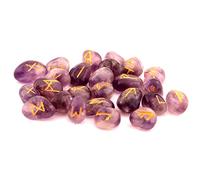 DHAROHAR HANDICRAFT Rune, cristalli e pietre curative, set di rune per divinazione Wicca, rune vichinghe, forniture pagane e stregoneria, rune per principianti, ametista
