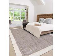 DHARVA LOOM Handwoven Gray & White Jute Rug 3x5 Feet | Natural Jute Floor Rug | Handwoven Texture | Boho Farmhouse Accent for Living Areas