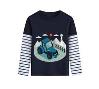 DHASIUE Maglia a maniche lunghe per ragazzi con escavatore, dinosauro, gioco di palla, pianeta il treno blu, pullover bambini longsleeve t-shirt 1-7 anni, taglia 92-122, 110