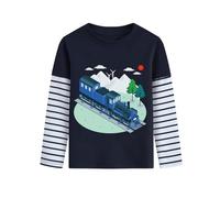 DHASIUE Maglietta a maniche lunghe per ragazzi con escavatore, dinosauro, gioco di palla, pianeta il treno blu, maglietta a maniche lunghe 1-7 anni, taglia 92-122