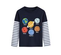 DHASIUE Maglietta a maniche lunghe per ragazzi con escavatore, dinosauro, gioco di palla, pianeta il treno blu, maglietta a maniche lunghe 1-7 anni, taglia 92-122