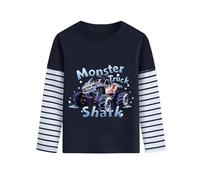 DHASIUE Maglietta a maniche lunghe per ragazzi con escavatore, dinosauro, gioco di palla, pianeta il treno blu, maglietta a maniche lunghe 1-7 anni, taglia 92-122