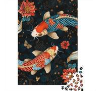DHBANEIOK La carpe koi Puzzle 1000 Pièces Adultes,Jeux D'adresse Pour Toute La Famille,Jeu De Team Building,Cadeau Pour Les Amis Ou Les Amants 1000pcs (75x50cm)