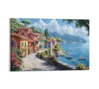 DHBANEIOK Lago di Como Quadri Su Tela Wall Art Moderni Stampe Stampa Su Tela Stampe D'arte Decorazione Murale Per Sala Giochi, Bagno Soggiorno 24x36inch(60x90cm)