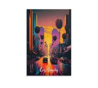 DHBANEIOK Los Angeles Città Notte Canvas Print 3D Stampato Arte Murale Impermeabile nan
