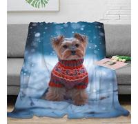 DHBANEIOK Yorkshire Terrier Flanella Coperta Microfibra Morbido 3D Stampa Sofficee Calda Coperta Coccolosa PelucheMatrimoniale Coperte Copriletti Per Letto Divano 80x90inch(200x230cm)