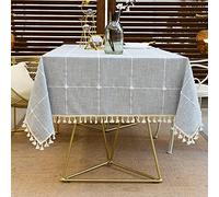 DHBHZD Tovaglia 100x140cm Tovaglia in cotone e lino con nappe per cucina Tovaglie senza rughe rettangolari / oblunghe