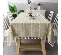 DHBHZD Tovaglia 110x140cm Tovaglia in cotone e lino Rettangolo Tovaglia Tovaglia in cotone pesante Lino antipolvere Tovaglia per tavolo da festa Tovaglia da cucina