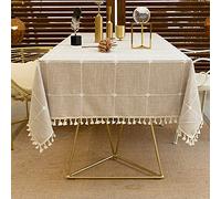 DHBHZD Tovaglia 110x170cm Tovaglia in cotone e lino con nappe per cucina Tovaglie senza rughe rettangolari / oblunghe