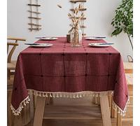 DHBHZD Tovaglia 140x200cm Tovaglia in cotone e lino con nappe per cucina Tovaglie senza rughe rettangolari / oblunghe