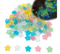 DHER 100 Pezzi Stelle Pietra Luminosa,Pietra forma di stella Pietre luminose Ghiaia di Resina Decorativa 2.3cm Stelle Colorate Resina Pietra Fluorescente per Giardino Paesaggio (5 colori)