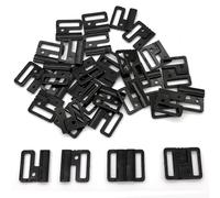 DHER 20pcs Fibbia per reggiseno Clip per reggiseno bikini in plastica costume da bagno fibbia papillon plastica fibbia moda bikini fibbia reggiseno inserire fibbia tracolla fibbia (Nero+, 20MM)