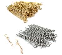 DHER Perni per la produzione di gioielli spille per la testa dell'orecchino Spille per la testa Spille per la testa dei gioielli 100 pz in acciaio inox a forma di T ago 0.6mm argento/oro (30mm)