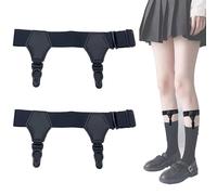 DHER Reggicalze per calze Reggicalze elastici Bretelle per calzini Giarrettiera per calzini, giarrettiera per calzini regolabile da 26 a 55 cm, 2 clip antiscivolo per passanti per calzini (A)
