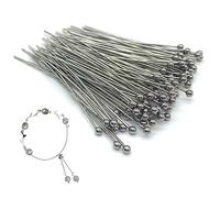 DHER Spille per la testa Spille per la testa dei gioielli perni per Occhi Perni per la testa fai-da-te 100pezzi 40mm acciaio inox perlina ago 0,6mm filo diametro testa rotonda ago perlina (Argento)