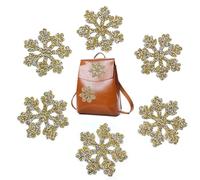 DHER Toppe da Stirare a Stella 6 Pezzi - Pentagramma Iron-On Patch per Scarpe, Cappelli, Tessuto, Borse, Abbigliamento (Fiocco di Neve)