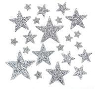 DHER Toppe da stirare Toppe da stiro Toppe da stiro Toppe a stella 20 pezzi pentagramma iron-on patch stella modello iron-on patch scarpe e cappelli patch tessuto borse abbigliamento patch (Argento)