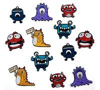 DHER Toppe da stirare Toppe Ricamate per Ferro da Stiro da stirare per abbigliamento 12 pezzi di simpatici adesivi da ricamo, adesivi per tessuti ricamati di simpatici mostri da ricamo