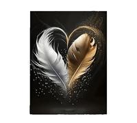 DHFGHFJ Elegante poster su tela con piume dorate e bianche, perfetto per corridoio, camera da letto, soggiorno, parete dietro il divano, decorazione per la casa (40x60 cm/senza cornice)