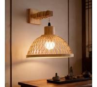 DHGIE Applique Murale In Bambù E Legno Naturale Intrecciata A Mano Stile Rustico Bohémien E Zen Giapponese Minimalista Per Camera Da Letto Soggiorno Corridoio Arredamento Domestico