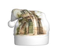 DHGJHGN Antico edificio con ramo di ulivo romano e cappello di Natale stampa greca, decorazione e accessori per feste di Natale, copricapo festivo di Capodanno