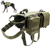DHGTEP Pettorina Militare Tattica per Cani, Gilet di Servizio per Cani Militari, con Set di Borse per Piccole Cose e Tasche per Pendolari (Color : Verde, Taglia : S)