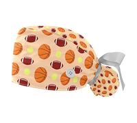 DHH166 2 confezioni di cappucci da lavoro con bottoni fascia per il sudore regolabili cappelli chirurgici per donne uomini, basket palla calcio, Multicolore, Taglia unica