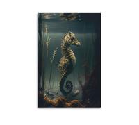 DHHMTPIYS Dipinto decorativo da parete su tela con animale, cavalluccio marino, decorazione moderna per camera da letto, 50 x 75 cm