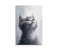 DHHMTPIYS Dipinto decorativo da parete su tela con animale che guarda in alto, poster decorativo da parete e decorazione moderna per la camera da letto (60 x 90 cm)