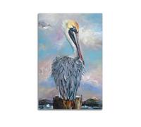 DHHMTPIYS Dipinto decorativo da parete su tela con animale, pittura ad olio con pellicano, decorazione moderna per la camera da letto, 30 x 45 cm