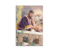DHHMTPIYS Dipinto decorativo da parete su tela con Cristo che scrive alla scrivania con immagine di un uomo saggio, decorazione moderna per la camera da letto, 50 x 75 cm
