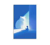 DHHMTPIYS Poster da parete su tela con illustrazione di animali, ombra chiara, gatto, decorazione moderna per camera da letto, 50 x 75 cm