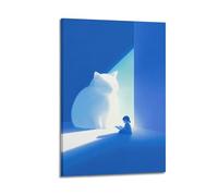 DHHMTPIYS Poster da parete su tela con illustrazione di animali, ombra chiara, gatto, decorazione moderna per camera da letto, 50 x 75 cm