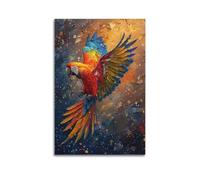 DHHMTPIYS Poster da parete su tela con stampa di animali con pappagallo, ali che si diffondono, opera d'arte, decorazione moderna per la camera da letto, 30 x 45 cm