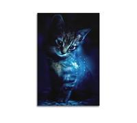 DHHMTPIYS Poster decorativo da parete su tela con gatto e farfalla fluorescente, decorazione moderna per la camera da letto, 20 x 30 cm
