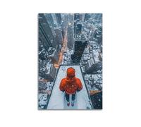 DHHMTPIYS Poster decorativo da parete su tela con illustrazione di paesaggio con sci ad alta quota con città invernale e decorazione moderna per la camera da letto, 60 x 90 cm