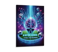 DHHMTPIYS Poster decorativo da parete su tela con tema sport di calcio fantascientifico cyber AI scommesse geniali, decorazione moderna per la camera da letto, 60 x 90 cm