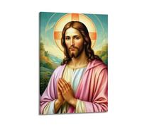 DHHMTPIYS Quadro decorativo da parete con Cristo dipinto a olio con Gesù che prega in preghiera, poster da parete in stile moderno, per la camera da letto, 40 x 60 cm