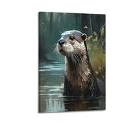DHHMTPIYS Quadro decorativo da parete con pittura a olio con animali e lontra, poster su tela e decorazione moderna per la camera da letto, 40 x 60 cm