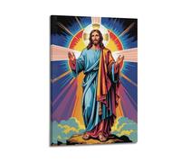 DHHMTPIYS Quadro decorativo da parete su tela con Cristo Comico Gesù sotto la luce sacra e moderno, decorazione per la camera da letto, 20 x 30 cm