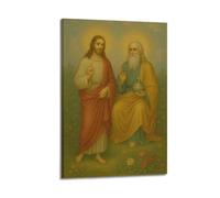 DHHMTPIYS Quadro decorativo da parete su tela con Cristo dipinto a olio con Gesù e Dio Padre, decorazione moderna per camera da letto, 60 x 90 cm