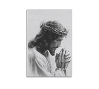 DHHMTPIYS Quadro decorativo da parete su tela con Cristo schizzo di Gesù con corona di spine in preghiera, decorazione moderna per la camera da letto, 40 x 60 cm