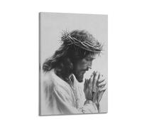 DHHMTPIYS Quadro decorativo da parete su tela con Cristo schizzo di Gesù con corona di spine in preghiera, decorazione moderna per la camera da letto, 60 x 90 cm