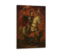 DHHMTPIYS Quadro decorativo da parete su tela con immagine di San Giorgio che uccide il drago e tuono, decorazione moderna per camera da letto, 50 x 75 cm