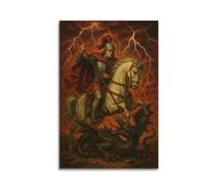 DHHMTPIYS Quadro decorativo da parete su tela con immagine di San Giorgio che uccide il drago e tuono, decorazione moderna per camera da letto, 50 x 75 cm