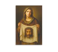 DHHMTPIYS Quadro decorativo da parete su tela con immagine di Santa Veronica con il volto santo, con Cristo dipinto a olio, moderno, per camera da letto, 60 x 90 cm