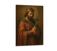 DHHMTPIYS Quadro decorativo da parete su tela, motivo: Cristo con il re con crocifisso, decorazione moderna per la camera da letto, 50 x 75 cm