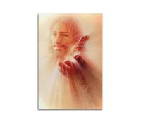 DHHMTPIYS Quadro decorativo su tela con Cristo dipinto a olio con Gesù che raggiunge la luce santa, poster da parete e decorazione moderna per la camera da letto, 40 x 60 cm